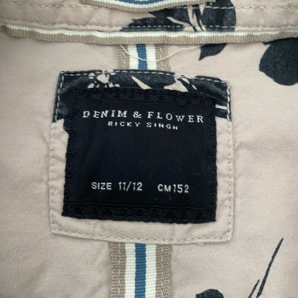 Denim & Flower Boys Floral Short Sleeve Dress Shirt Hawaiian 11/12 button down - Picture 2 of 2